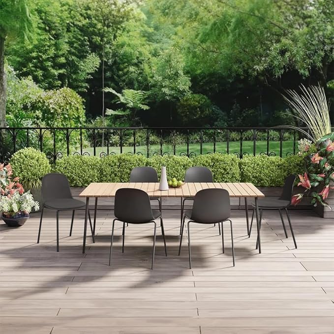 2xhome Modern Stackable Armless Dining Chair | Plastic Shell Seat with Metal Legs | Indoor or Outdoor Use | Home Kitchen Patio (4, Black, Padded Seat)