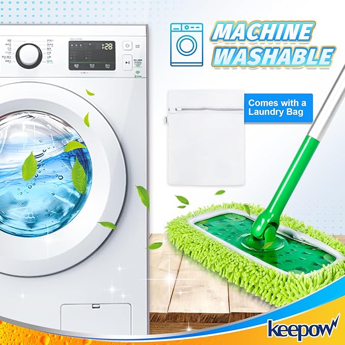 KEEPOW Reusable Microfiber Mop Pads Compatible