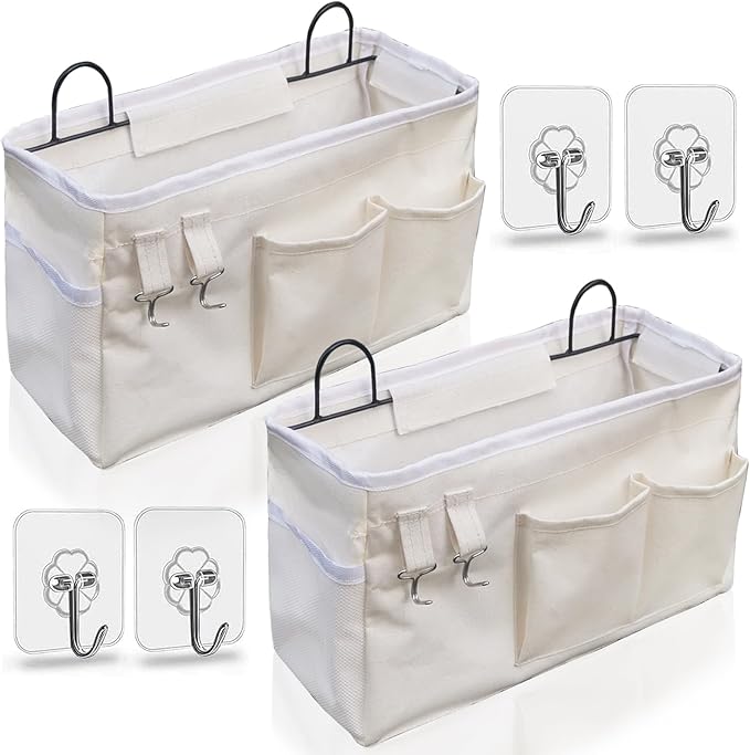2pcs Large Wall Hanging Organizer Bag, Linen Fabric Door Hanging Storage Baskets