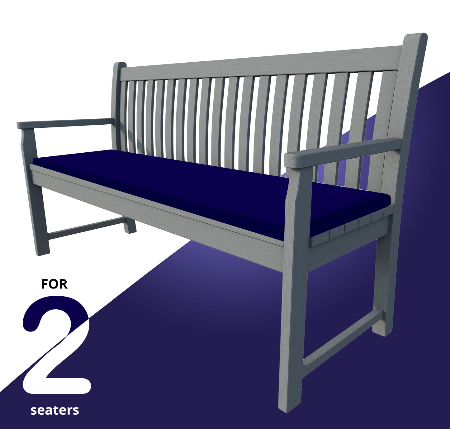 iStyle Mode Outdoor/Indoor Water Resistant 2 Seater Bench And Patio Furniture Padded Cushion ONLY Garden Furniture Pad 108cm x 45cm x 6cm thick (Navy)