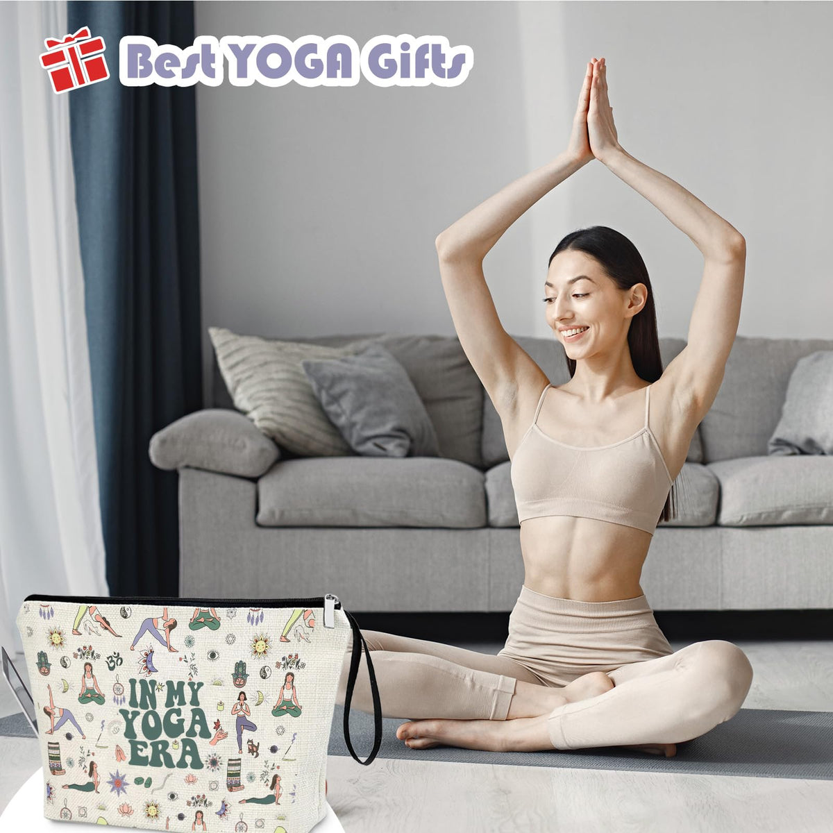 APAKUTA Yoga Gifts for Women Funny IN MY YOGA ERA Zipper Bag, Gift for Yoga Lovers Yoga Stuff Makeup Bag Meditation Birthday Christmas Gifts for Sister Friends Yoga Instructor