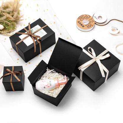 Mcfleet Black Gift Boxes with Lids 4x4x4 Inches 25 Pack Groomsmen Proposal Cardboard Craft Gift Box for Christmas, Wedding, Graduation, Holiday, Birthday Presents Packaging