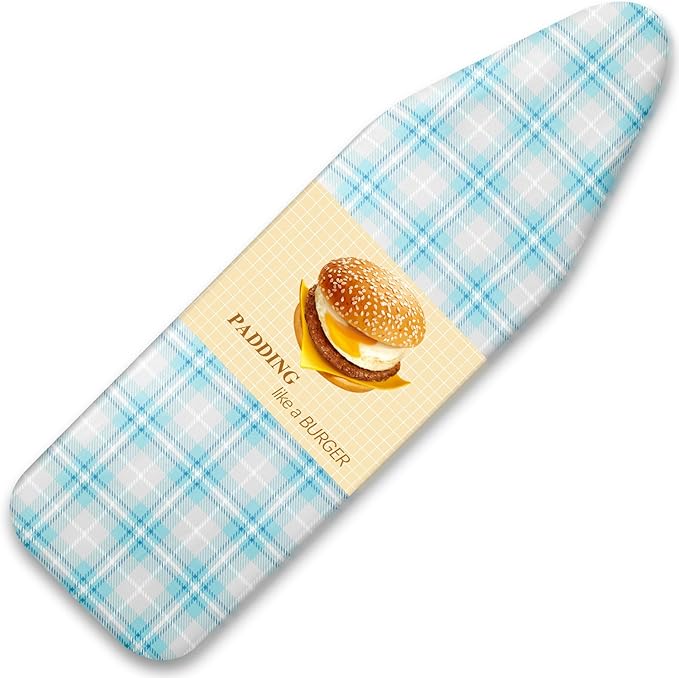 BNDX 15"x54" Ironing Board Cover – Aqua Plaid Design, Thick Padding