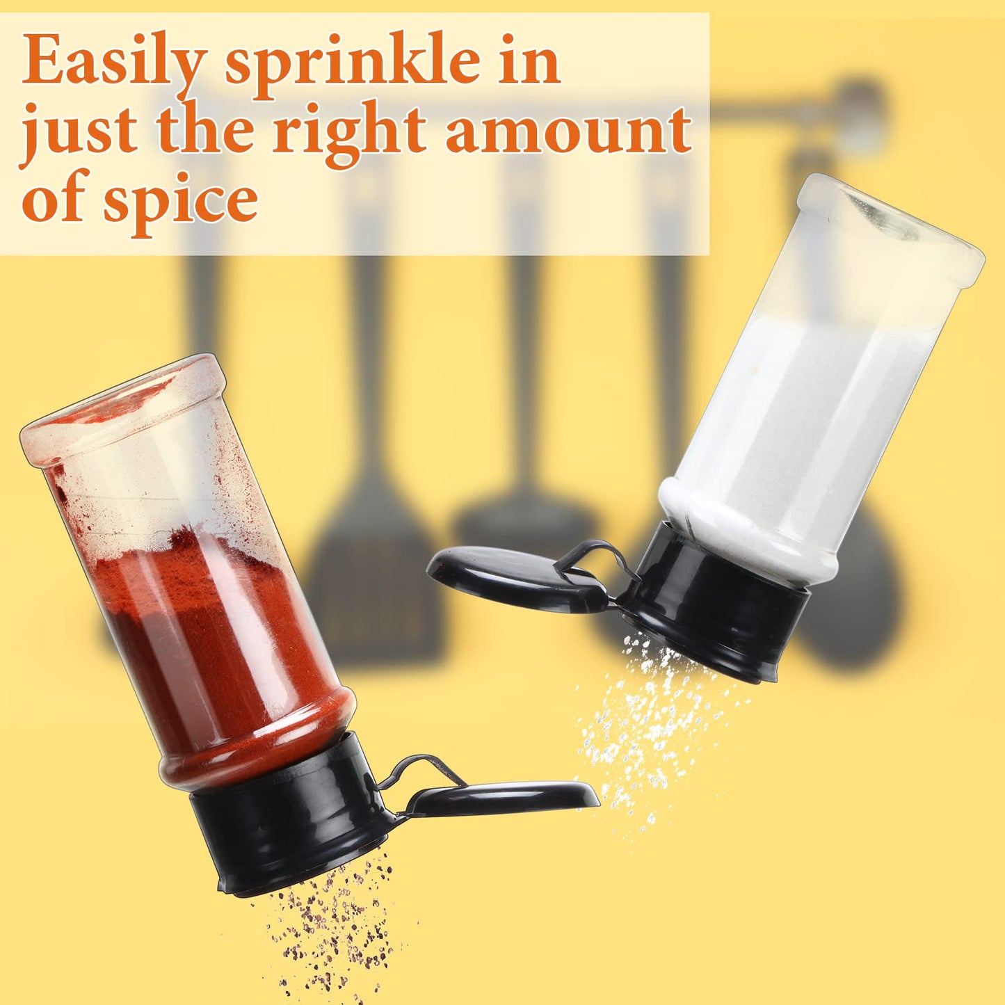 50 Pcs Plastic Spice Jars with Shaker Lids Containers Black Plastic Spice Bottles Seasoning Shaker Jars 3.3 Oz/ 100ml Seasoning Holder for Storing Herbs Powders