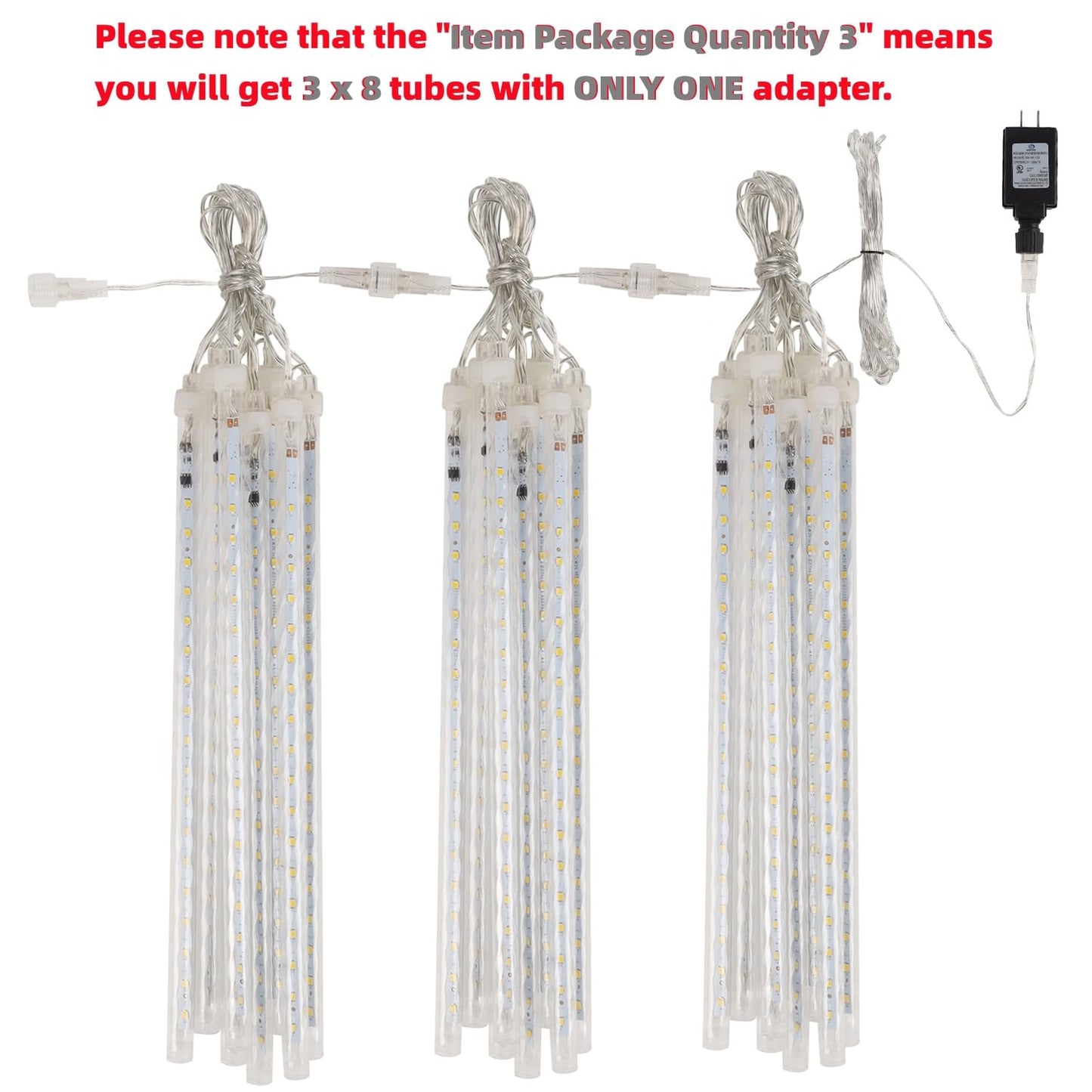 24 Tubes Meteor Shower Lights, Outdoor Icicles Christmas Decor, 12 Inch 864 LED Snow Falling Connectable Raindrop Lights, Xmas Wedding Party Tree Holiday Decoration, Blue