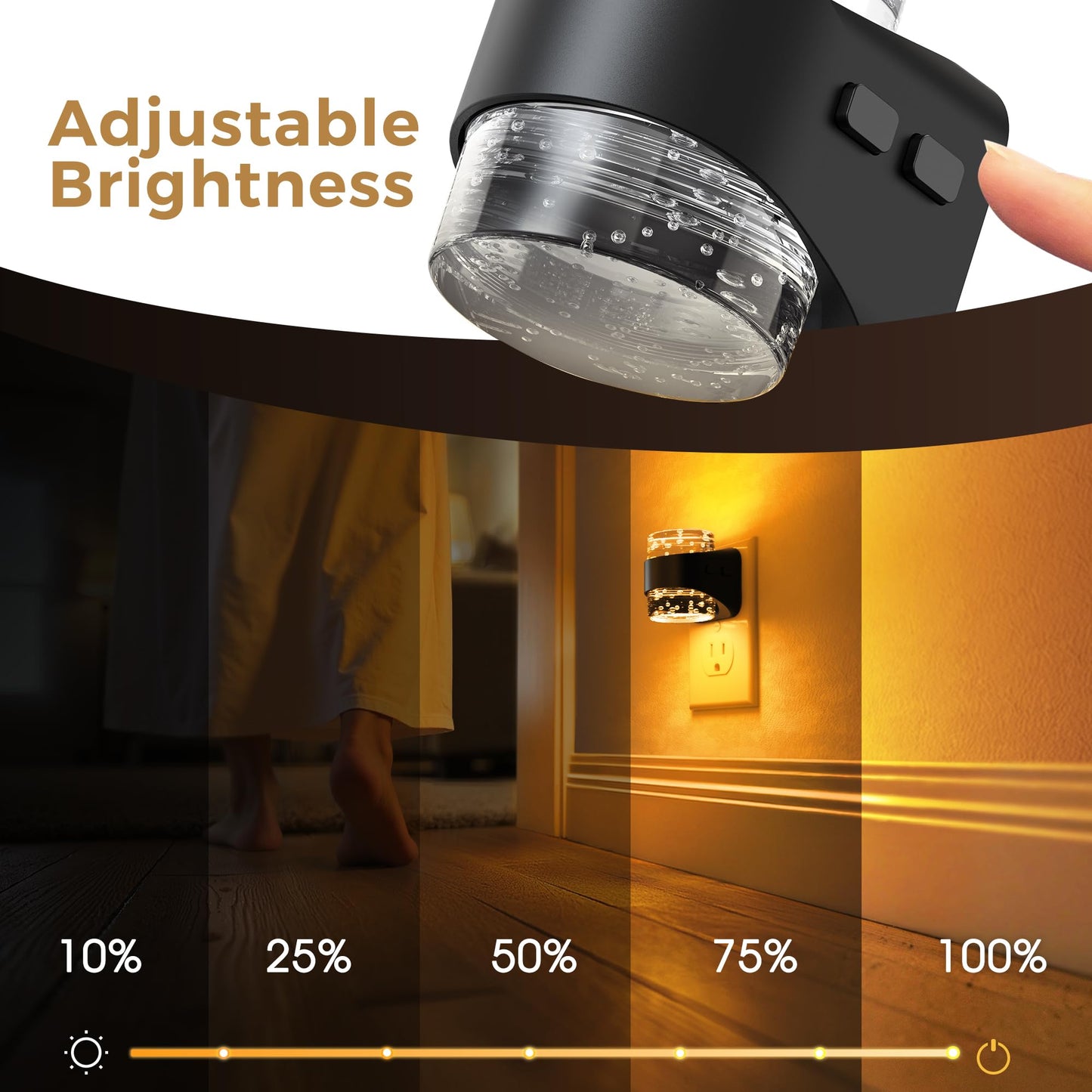 L LOHAS LED Night Light, Bubble Night Lights Plug into Wall,2 Pack 3000K/4000k/5000K Adjustable Color Temperature Night Light,Dimmable Nightlights with Dusk to Dawn Sensor for Rooms Bathroom Hallway