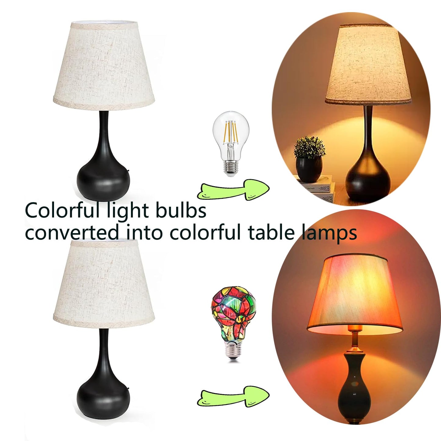 POXIN Dimmable Stained Glass LED Light Bulb,E26 Base Warm Light 2700K 5 Watts A19/A60 LED Light Bulbs,Sunflower Tiffany Lamp for Bedside Living Room Dormitory Dining Room Decorate Gift 2Pack