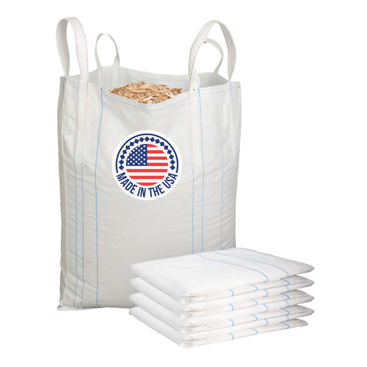 Bulk Construction Bags 35"Lx35"Wx50"H, 5-Pack - USA-Made Open Top, Flat Bottom Bulk Bags 2200 lbs Load Capacity - Heavy-Duty Super Sack for Handling Sand, Gravel & Demolition Debris by IDL Packaging