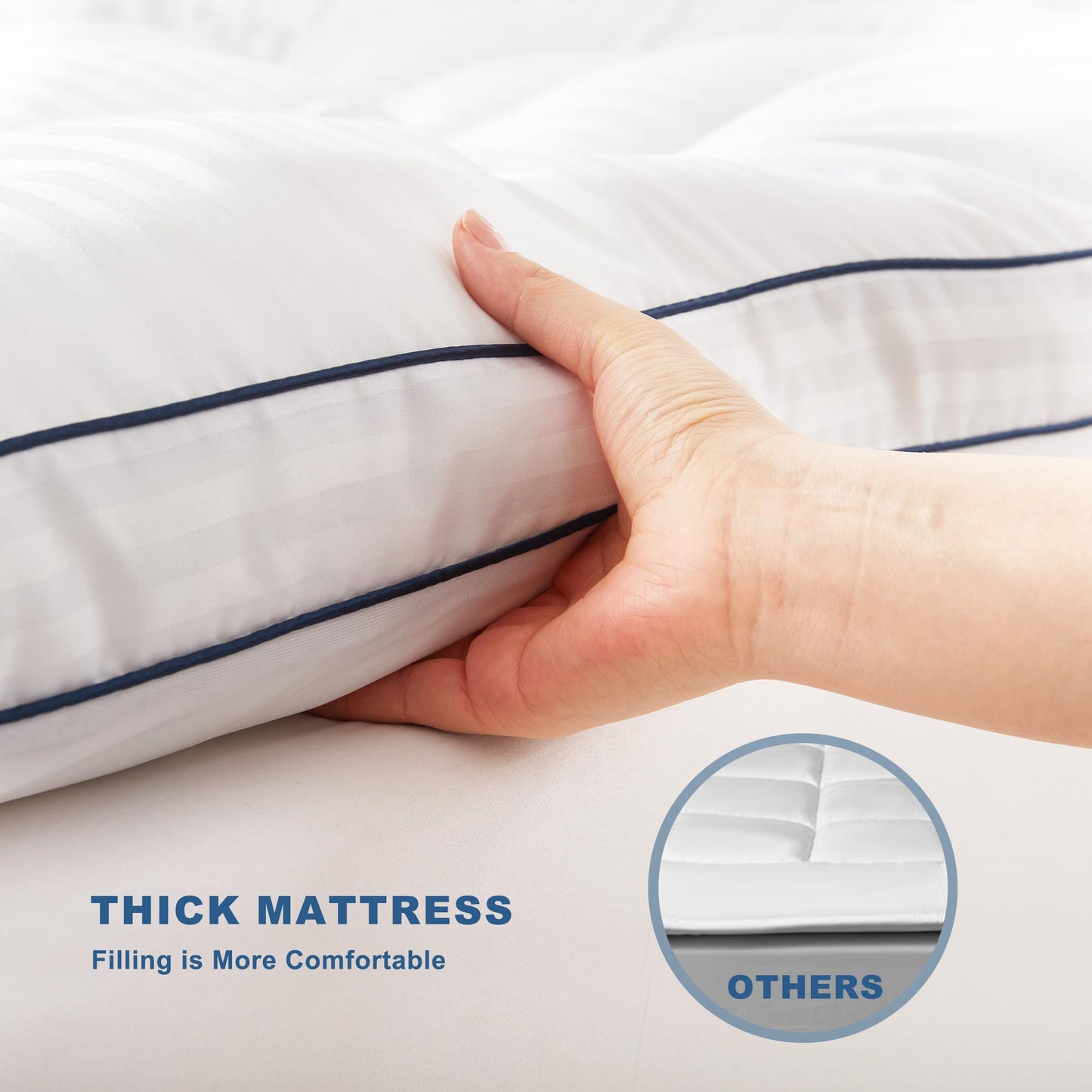 BEDLORE Queen Mattress Topper, Thick Pillow Top Bed Cover for Back Pain Relief, Soft Mattress Pad with Deep Pockets 6-18 inch