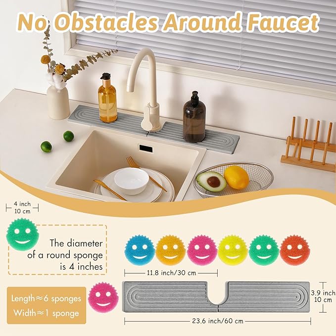 Diatomite Sink Faucet Splash Guard U Shape, Modern Faucet Handle Drip Catcher