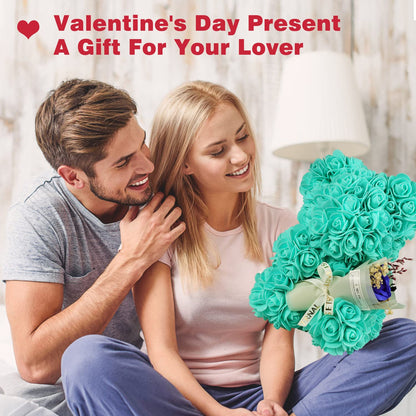 Valentines Day Gifts for Her Rose Bear for Women, Artificial Rose Teddy Bear Birthday Bouquet, Mother's Day Rose Gift, Perfect for Wife, Mom, Grandma (Rose Red)