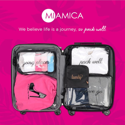 Miamica Travel Laundry Bag - Laundry Script, Navy/Green