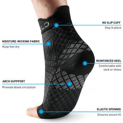 HUEGLO 4 Pairs Compression Socks For Women Men Neuropathy Plantar Fasciitis Socks Ankle Support Brace Breathable Anti-Slip Foot Support (Black, L)