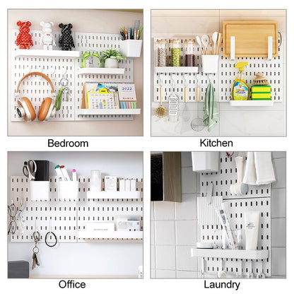 Pegboard Organizer for Wall Organization with 2 Pieces White Peg Board and 11 Accessories Set, Wall Mount Display Storage Kits for Kitchen Bedroom Office Bathroom Crafts Tools