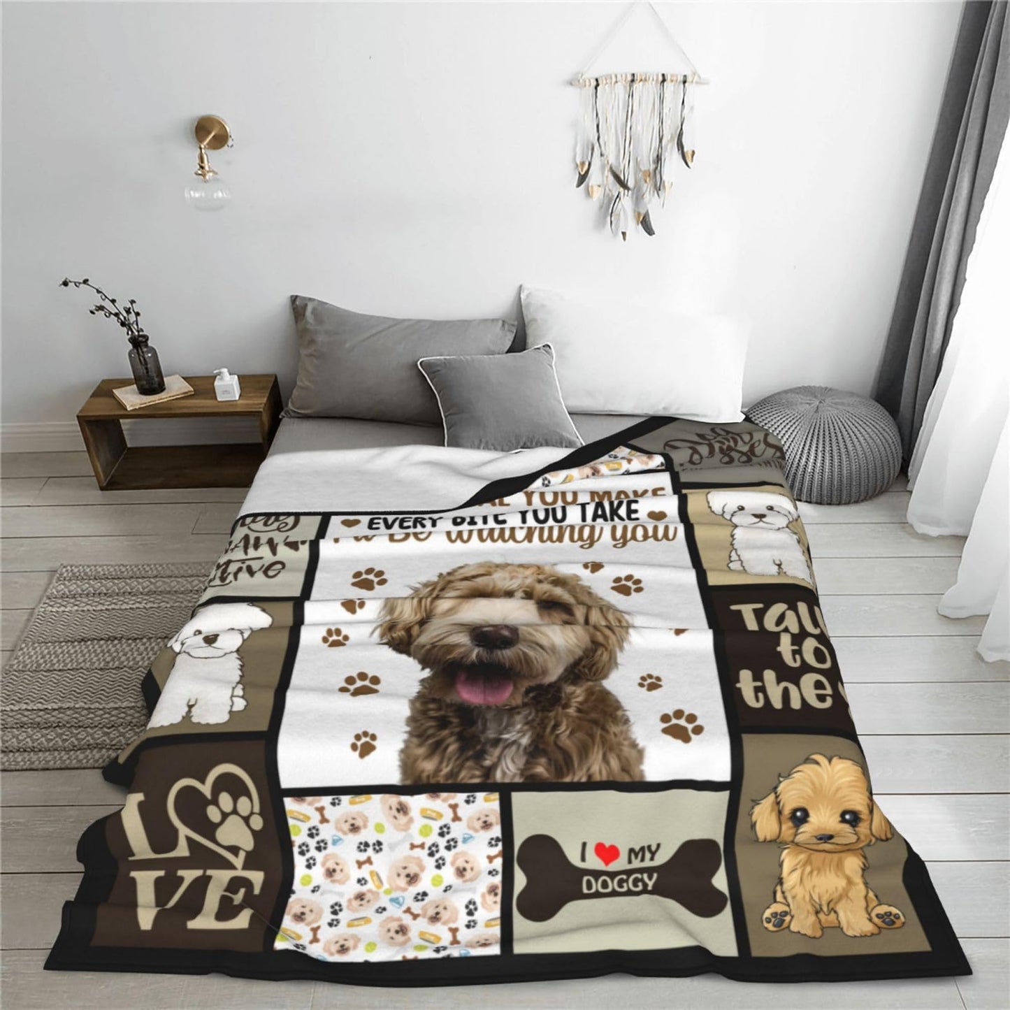 Goldendoodle Gifts Dog Throw Blanket Soft Fleece Flannel Bedding Golden Doodle Gifts for Owner Women Girls Lovers Adults Boys Girls Stuff Plush for Couch Sofa Bed Room Decor 40"X50"