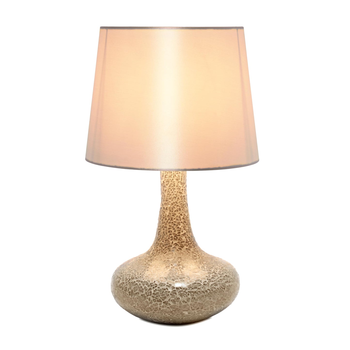 Simple Designs LT3039-CHA-LB 14.17" Mosaic Tiled Glass Genie Table Lamp with LED Bulb, Champagne