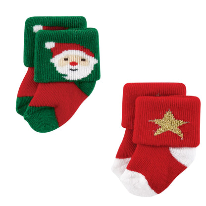 Hudson Baby Girls Unisex Cotton Rich Newborn And Terry Socks, 12 Days Of Christmas Santa, 12-24 Months, 12 Days Of Christmas Santa, 12-24 Months US