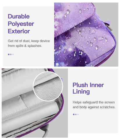 MoKo Laptop Case Compatible with MacBook Pro 13 Inch M2 2022/Pro M1 Pro/M1 Max 14.2 2021, Tab S8 Ultra 14.6 inch, Carry Case with Shoulder Strap & Handle, Compartments Protective Case, Purple Starry