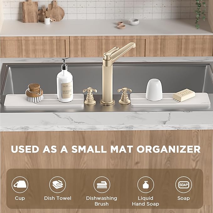 Faucet Mat for Kitchen Sink, Diatomite Stone Drying Sink Protectors, Bathroom