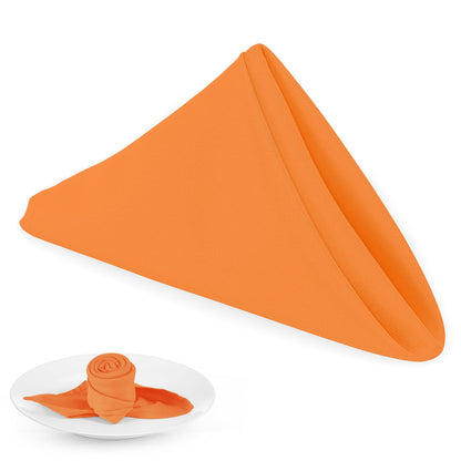 PLOYMONO Orange Heavy Duty Cloth Napkins - 17 x 17 Inch Solid Washable Polyester Dinner Napkins - Set of 8 Napkins with Hemmed Edges - Great for Parties, Fall Festival, Autumn, Halloween, Thanksgiving