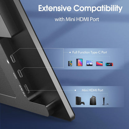 Lepow Portable Monitor 15.6 Inch 2024 C2 Series FHD 1080P USB C HDMI Computer Display IPS Screen with Dual Speakers for Laptop PC PS4 Xbox Phone with Foldable Kickstand, Midnight Black