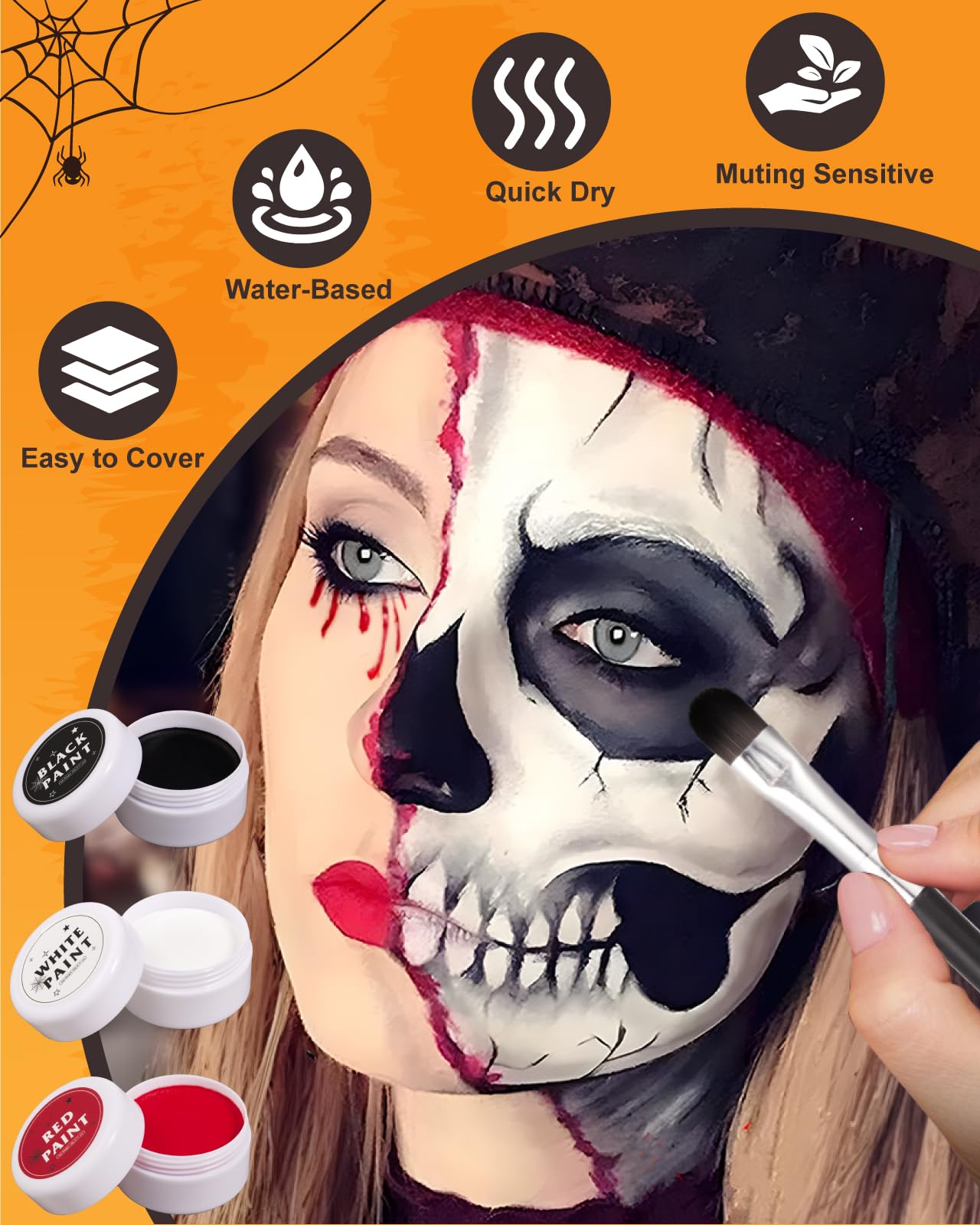 Lictin Halloween Special Effects SFX Zombie Makeup Kit, 9 Colors Bruise Makeup Face Body Painting Palette with Scar Wax, Fake Blood Spray & Gel, Vampire Skeleton Clown Makeup Body Paint (12PCS)