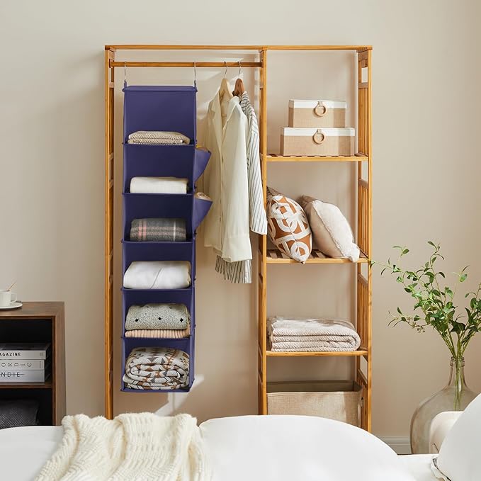 YOUDENOVA Hanging Closet Organizer, 6-Shelf Closet Hanging Storage Shelves