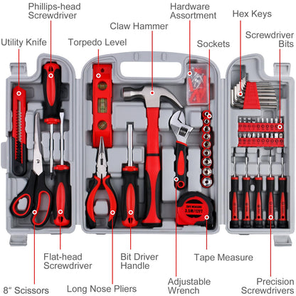 WINNER 156-Piece Delicate All-Purpose Home Tool Kit in Foldable Toolbox, Unisex | Complete and Essential Hand Tools Set for General House Repairs, Dorm, Apartments, Perfect Housewarming & Holiday Gift