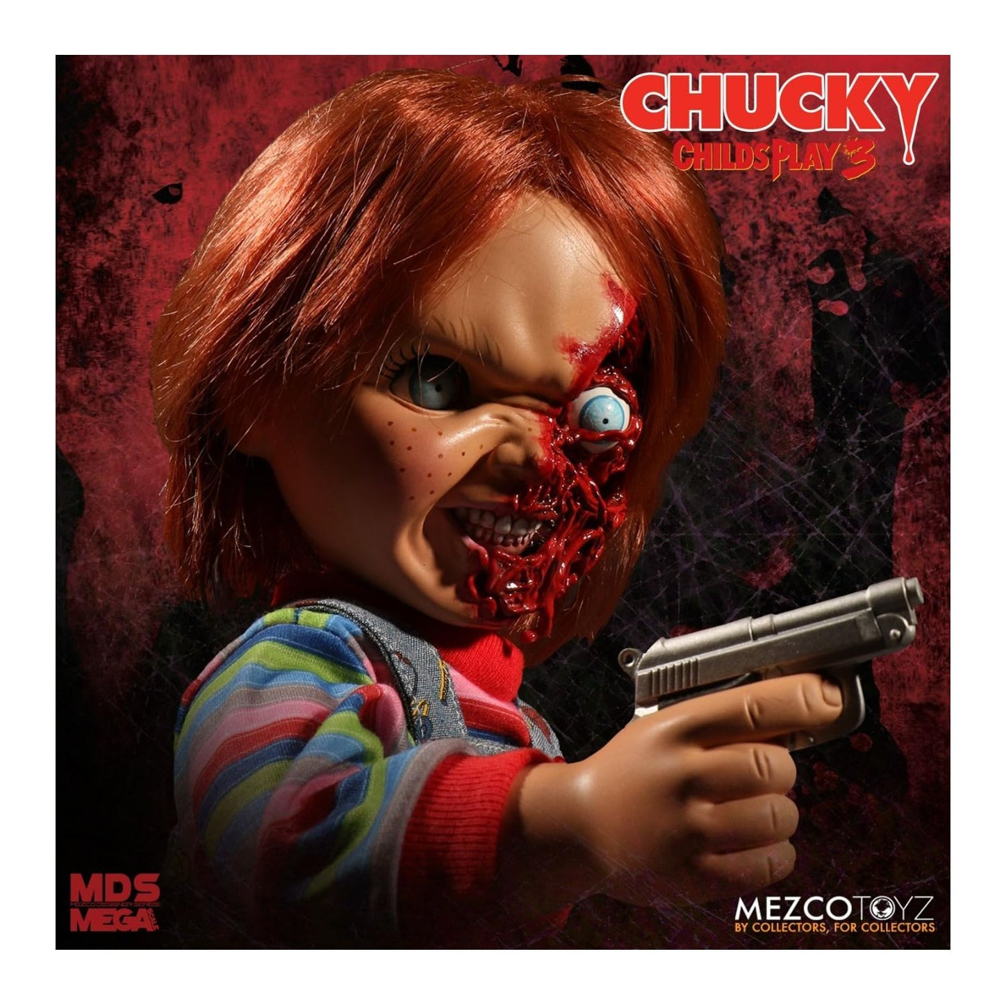 Mezco Toyz Designer Series Child's Play 3 Talking Pizza Face Chucky 15-Inch Mega Action Figure with Voice