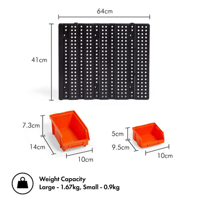 VonHaus 30 Pcs Wall Mount Storage Organiser Bin Panel Rack - DIY Tool Bits Boxes