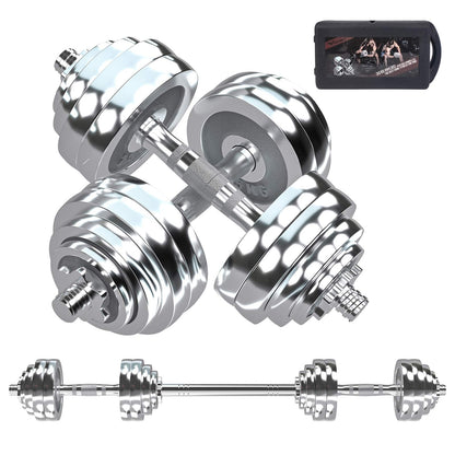 VIVITORY Fitness Dumbbells Set, Adjustable Weight Sets up to 11/22/44/66/110 lbs, with Metal Connecting Rod Used As Barbell, Chromed Weights, Hardcover Gift Box, Home Gym Work Out Training Equipment