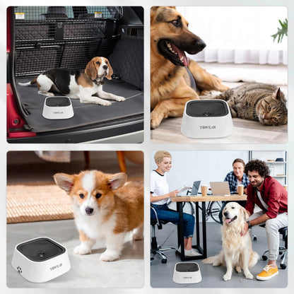 No Splash Dog Water Bowl with Floating Disk, 1.5L Slow Drinking Feeder, Anti-Overflow Anti-Choking No Spill Pet Water Bowl For Dog Cat Puppy Kitten (Black)