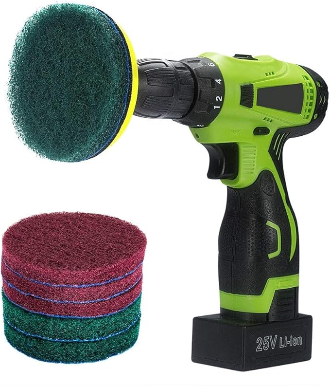 Kichwit 4 Inch Drill Power Brush Tile Scrubber Scouring Pads Cleaning Kit