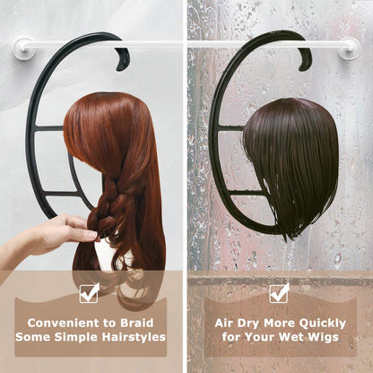 Dreamlover Portable Wig Hangers, Wig Holder Head for Long Hair, Hanging Stands, Cap Display Holders, Black, 4 Sets