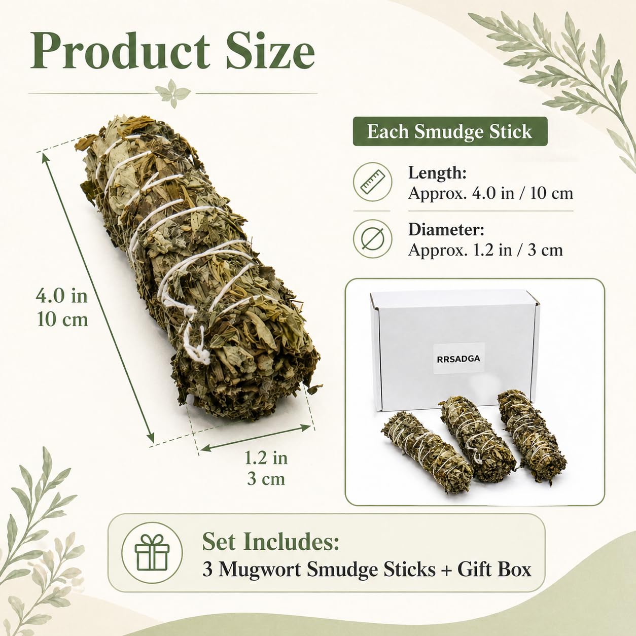 Mugwort Smudge Sticks – 4-Inch Three Pack | Natural Mugwort Bundles for Meditation, Rituals, Space Cleansing, and Spiritual Atmosphere Enhancement