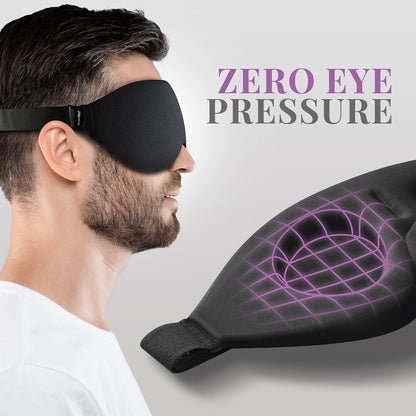Sleep Mask [2 Pack] - Eye Mask for Sleeping - Patented, Contoured, 100% Blackout, Zero Pressure Sleeping Masks for Women and Men, Blindfold and Eye Covers - S2 Black