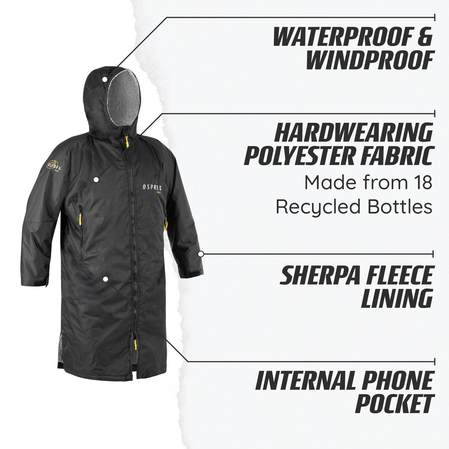 Osprey Changing Robe for Kids and Adults, Waterproof Changing Robe, Swimming and Beach, Unisex, Black