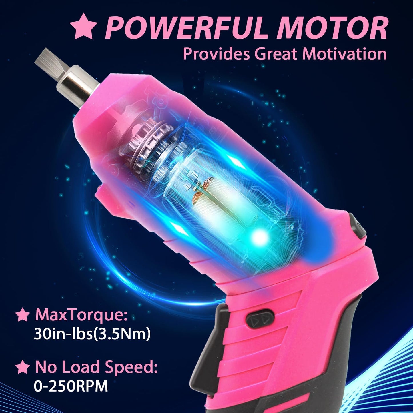 MQFORU Cordless Screwdriver, 48 in 1 Portable Cordless Drills, 3.6V Rechargeable Electric Screwdriver Kit, Dual Position Handle with USB Cable LED Light for Home Office DIY Tools