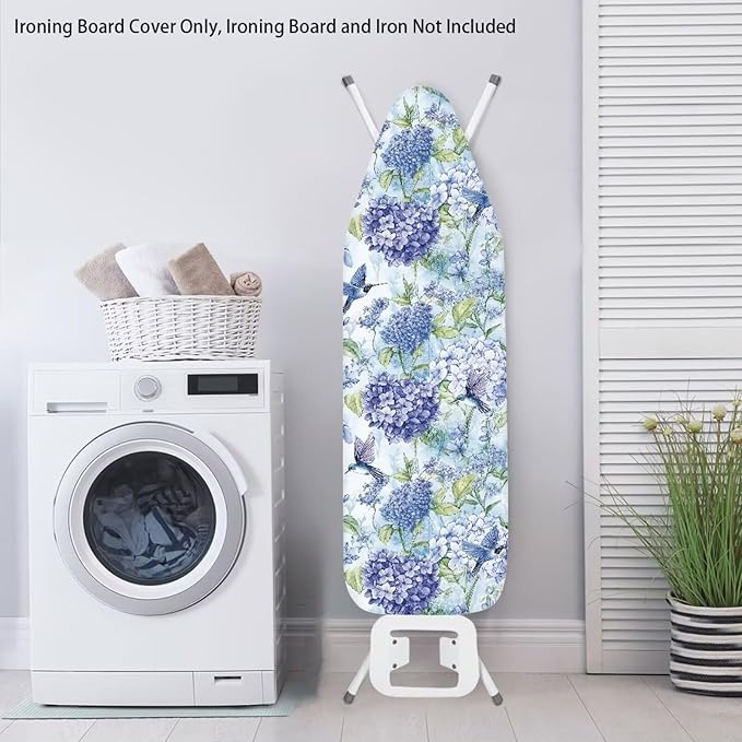 Hummingbird Hydrangea Ironing Board Cover Large Floral Extra Wide Table Top