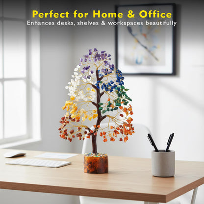 ZAICUS 7 Chakra Crystal Tree of Life Money Tree for Home Decor, Gemstone Birthday Gifts for Women, Friends, Mom, Sister, Wife, Gift for Her, Living Room Bedroom Shelf Decor, Housewarming Unique Gift