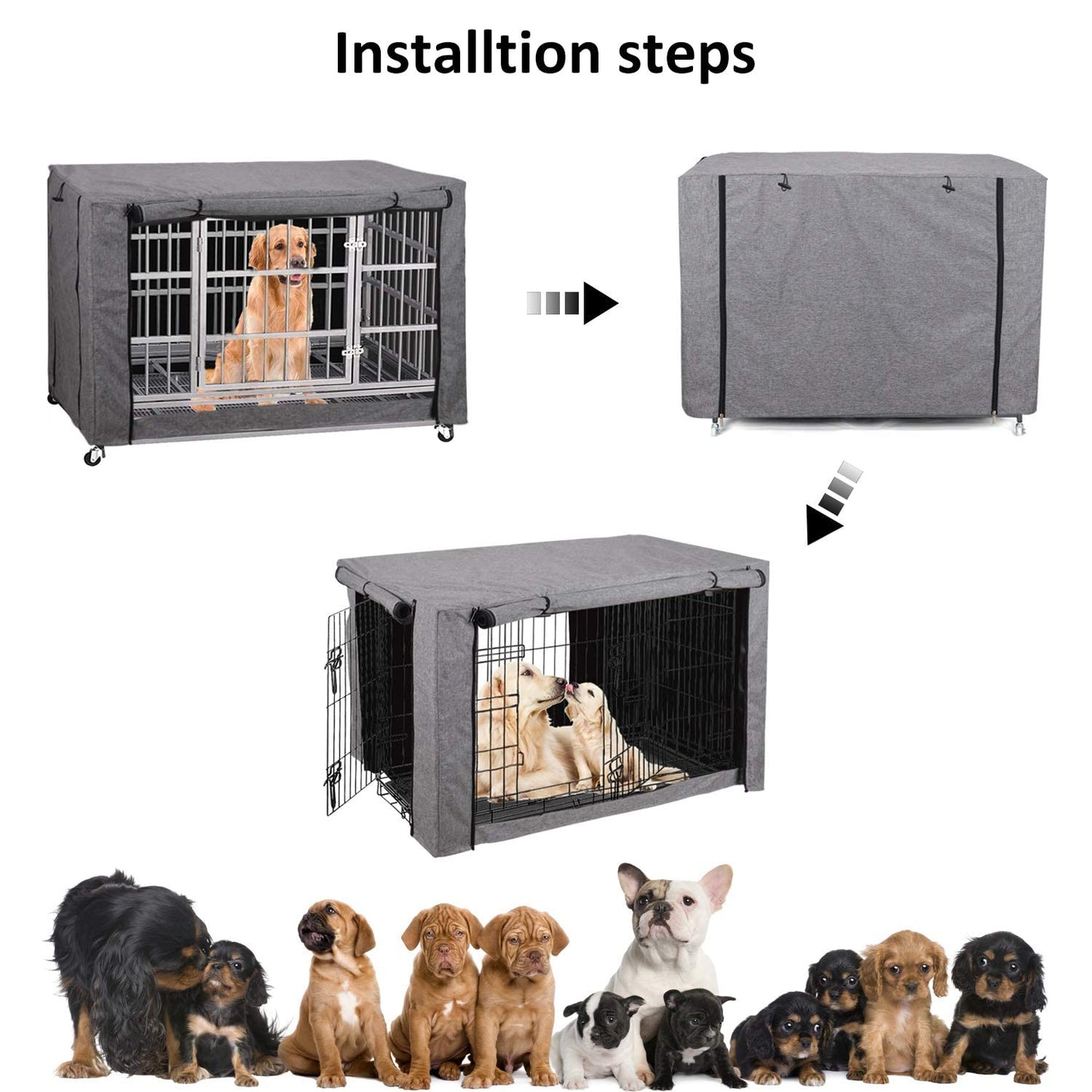 Chengsan Durable Windproof Dog Crate Cover for Metal Crate Indoor Outdoor Protection