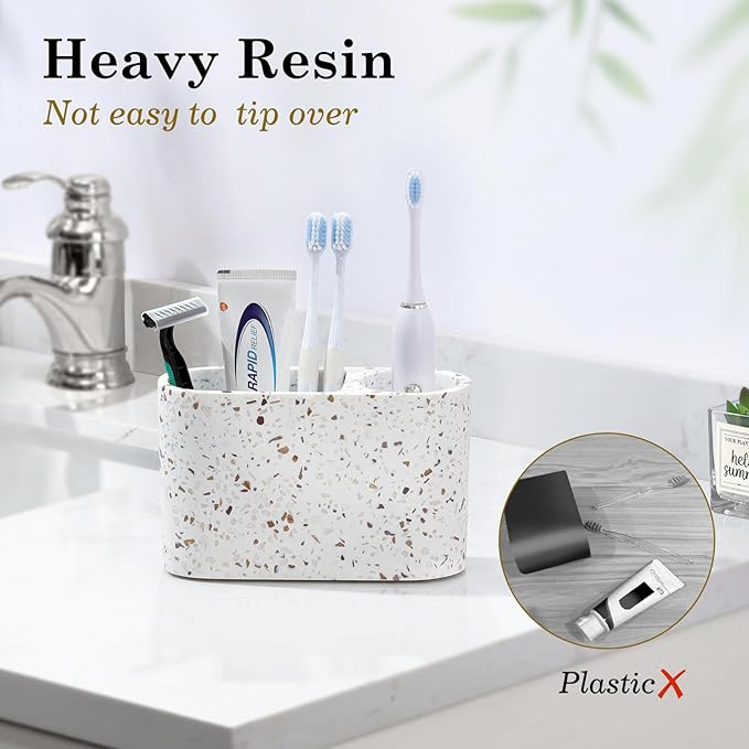 Luxspire Toothbrush Holder, 2 Slots Toothbrush and Toothpaste Holdersfor