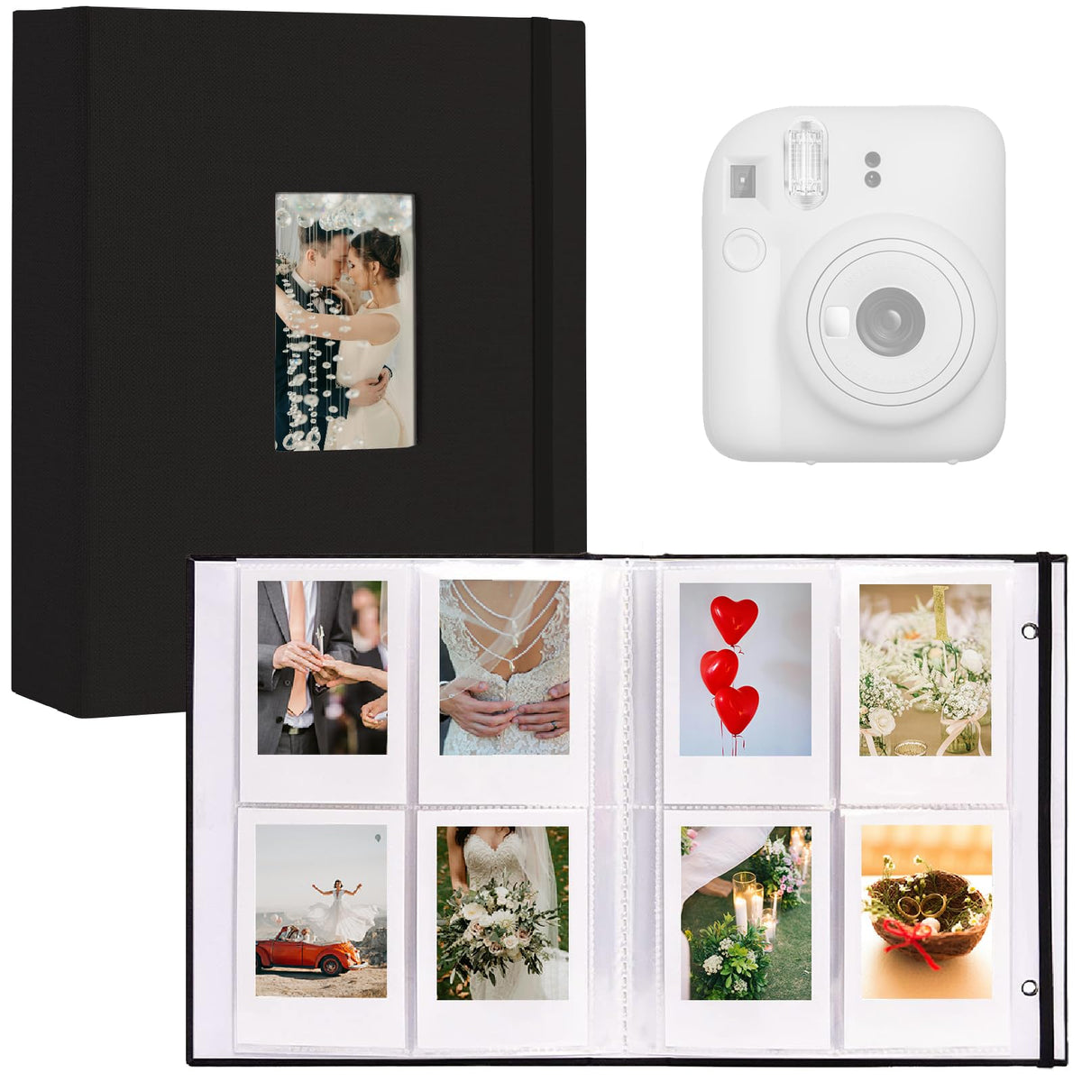 Mini Instax Photo Album 208 Photos 2x3 Inch Pictures Book for Fujifilm Polaroid Instant Camera, Linen Hardcover Polaroid Book for Photos Travel Family Anniversaries Baby Vacations Black 1 Pack