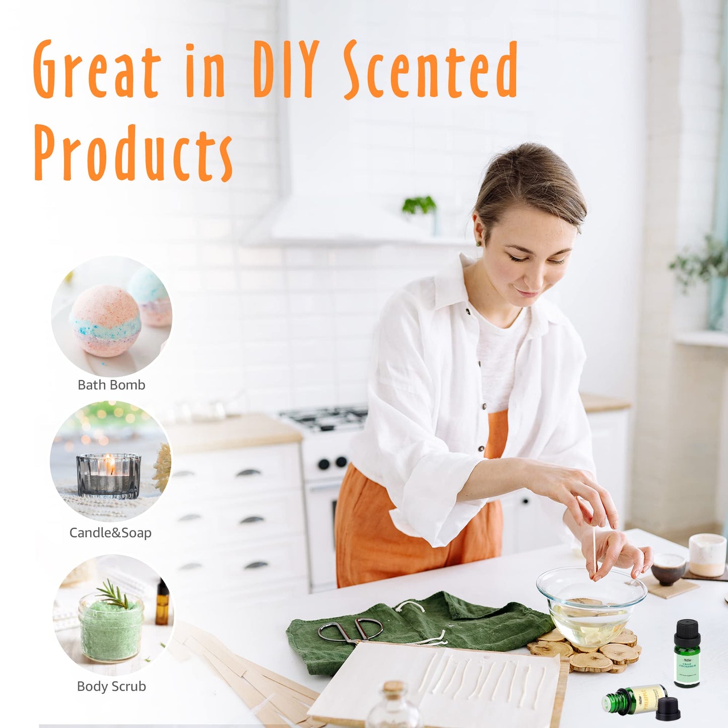 Summer Essential Oils for Diffusers for Home, MitFlor Fragrance Oil Set, Soap & Candle Making Scents, 6x10ml with Ocean, Midsummer Night, Pineapple and More, Aromatherapy Perfume Oil Gift Set