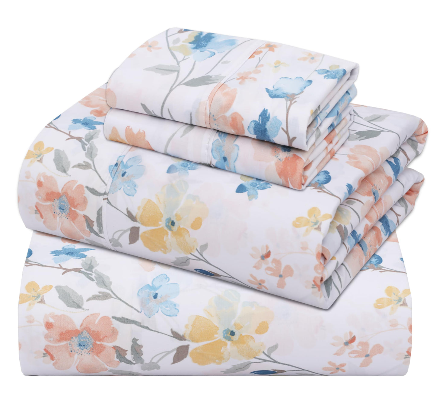 ZOYER 100% Cotton Sheets – Full Size Percale Bedding, Cooling & Breathable, Durable with a Crisp, Soft & Comfortable Feel, 16" Deep Pocket, 4-Piece Set, Summer Spring