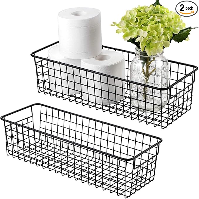 Sheechung Farmhouse Decor Metal Wire Storage Organizer Bin Basket