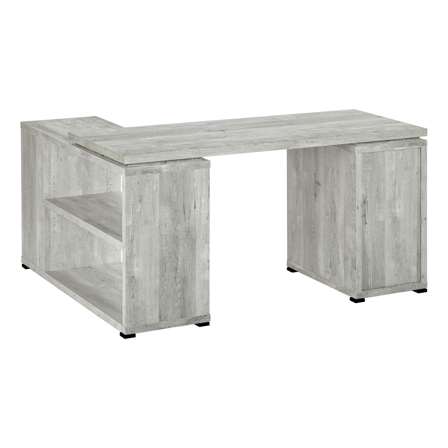 Monarch Specialties Computer Desk L-Shaped Corner Desk with storage - Left or Right Facing - 60"L (Grey Reclaimed Wood Look)