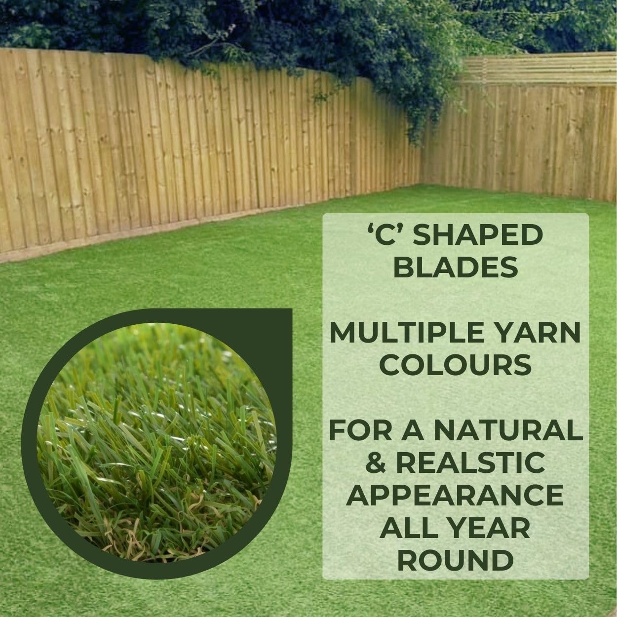 35mm Artificial Grass Natural and Realistic Looking Fake Lawn Astro Turf - 1m, 1.5m, 2m, 3m & 4m Widths - 1m x 2m