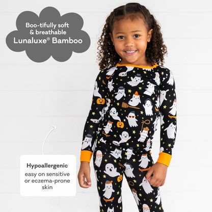 Little Sleepies Two-Piece Halloween Pajamas Set for Boys & Girls, Viscose from Bamboo Toddler Pajamas, Family Matching PJs, Friendly Ghosts, 4T