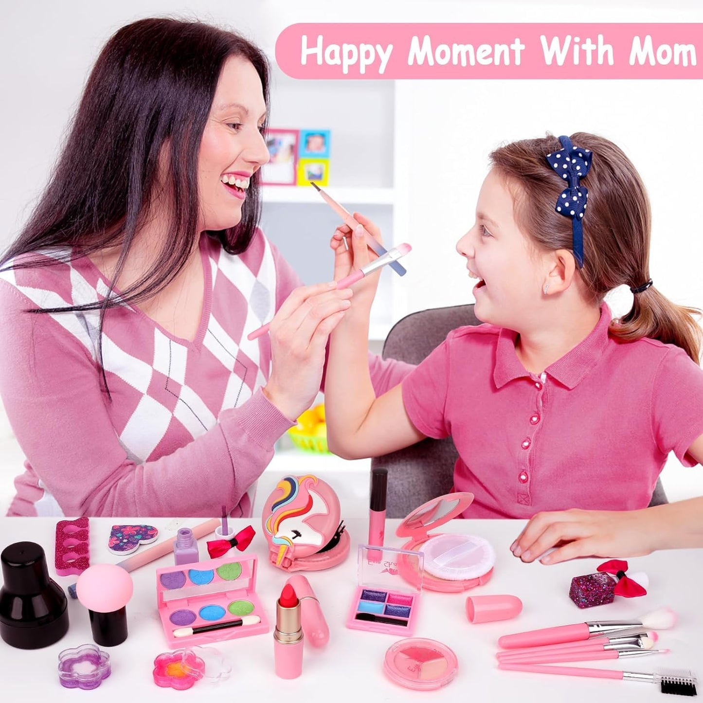 Flybay Kids Makeup Sets for Girls, Children’s Washable Makeup Kit Girl Toys, Pretend Play Girls Make Up Set with Realistic Tools Christmas Birthday Gifts for Girl Ages 4-9